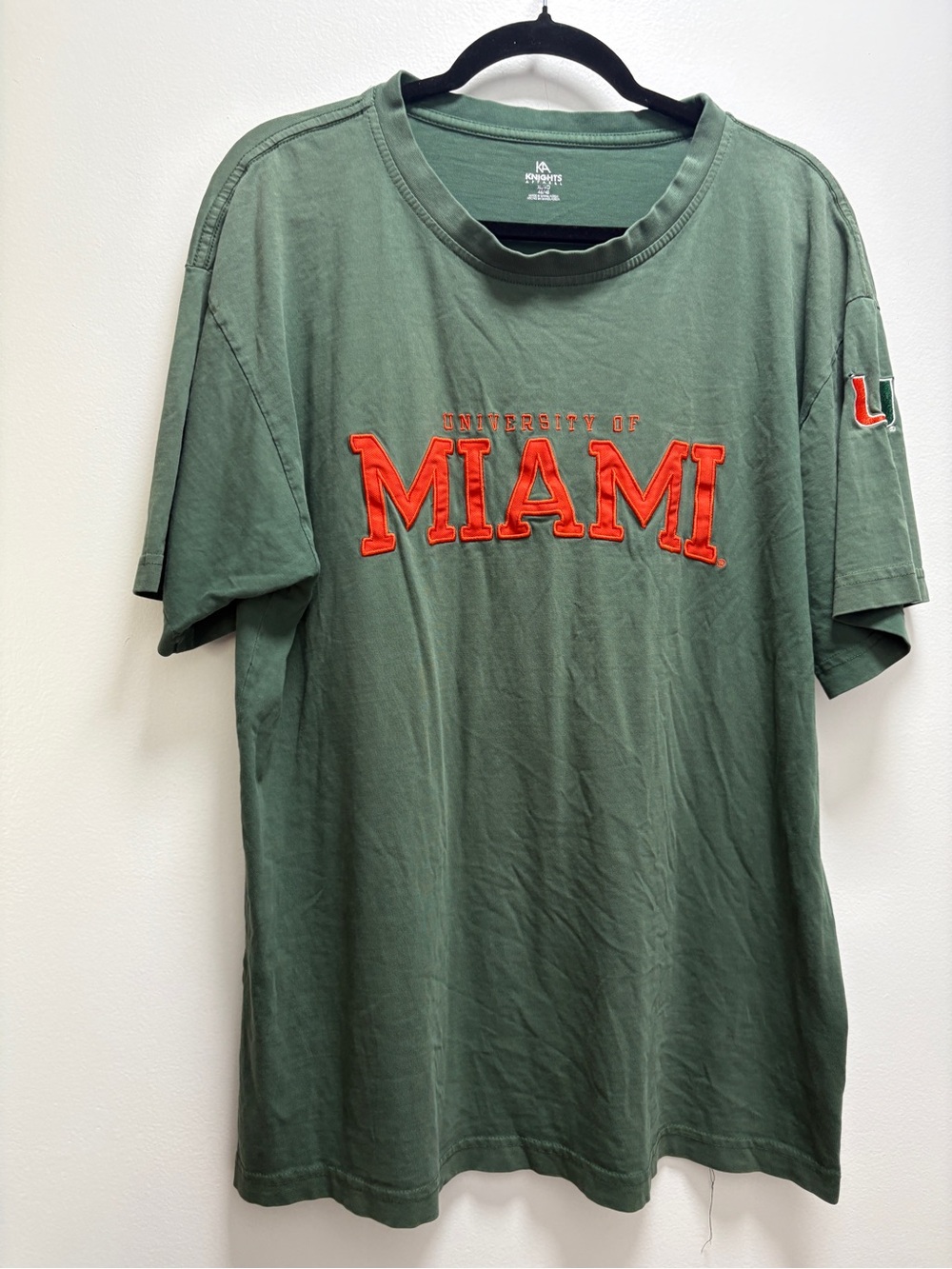University of Miami Olive Green Graphic Tee | xl | game day collegiate fall